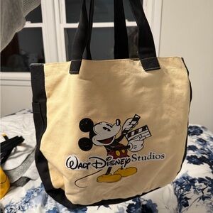 Disney Studios Mickey Mouse Canvas Tote - Black and Cream